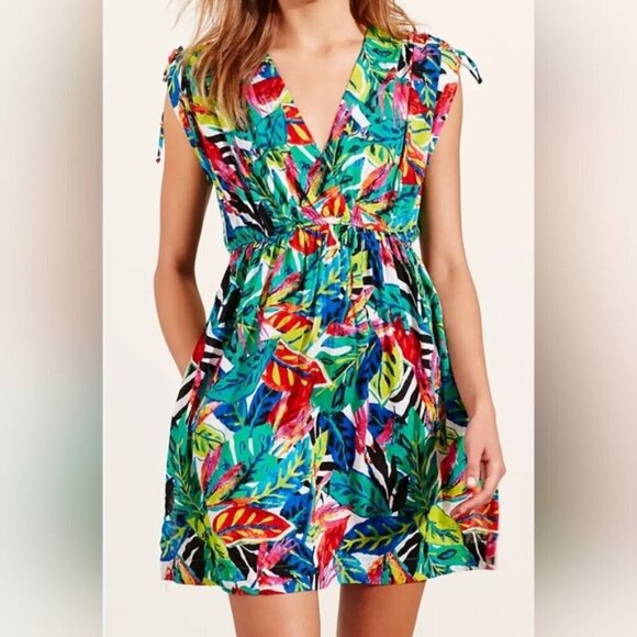 Lauren Ralph Lauren women's 1X Rainforest Tropical Farrah Mini swim cover up - Picture 11 of 11